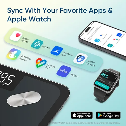 Vista 7 de Etekcity Báscula Inteligente para Peso Corporal, Elegible para FSA y HSA, Báscula de Pesaje Digital de Baño con IMC, Grasa Corporal, Masa Muscular