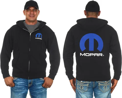 Vista 10 de JH Design - Sudaderas con capucha para hombre con logotipo Mopar en 3 estilos, sin botones y con cremallera Bsc4-negro