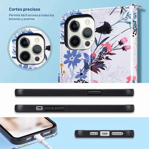 Vista 9 de ULAK Compatible con iPhone 12 Pro Max Funda Cartera con Portarjetas, Funda de Cuero PU con Soporte Plegable Ranuras para Tarjetas Correa de Muñeca