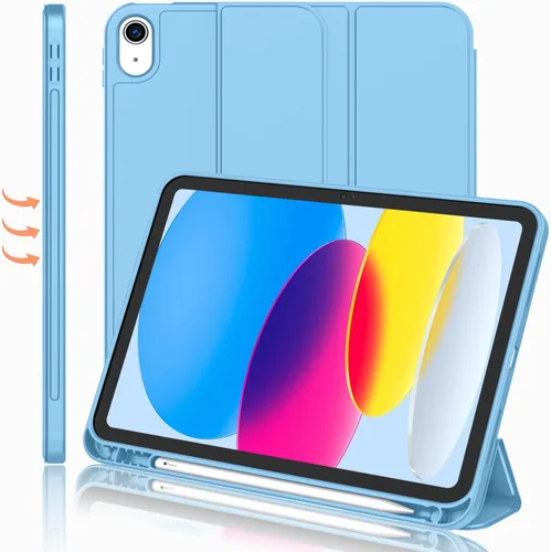 iMieet Funda para iPad (A16) de 11ª generación/iPad de 10ª generación [11 pulgadas 2025/10.9 pulgadas 2022] con soporte para lápices, funda Azul