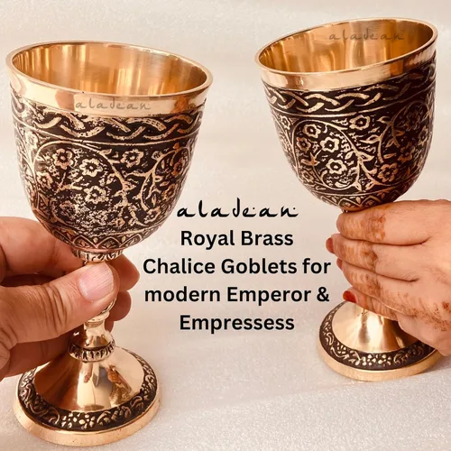 Vista 5 de Cáliz Medieval Vintage 1x Copas de Vino Tinto de Latón Macizo del Rey Real Arturo – Renacimiento, Regalos de Cumpleaños, Navidad, Boda