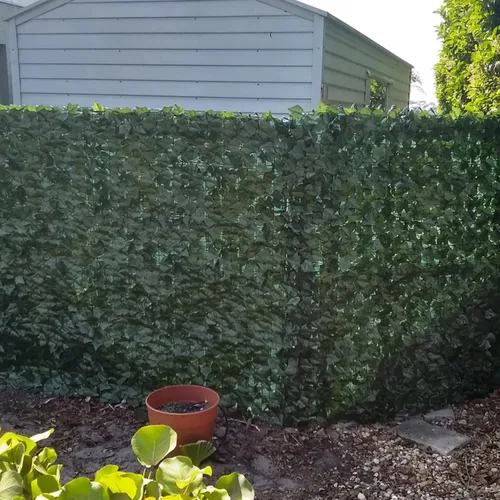 Vista 7 de TANG Rollo de pantalla para valla de privacidad de hiedra sintética, cubierta de valla de hojas artificiales para decoración de balcón al aire