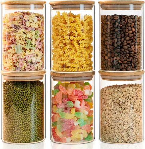 Vista 12 de Paquete de 8 recipientes de vidrio para comida preparada con tapas, juego de almacenamiento de alimentos extra grueso hermético