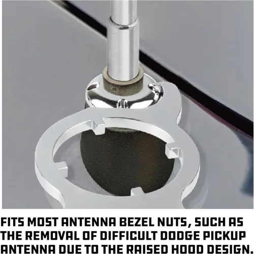 Vista 5 de Powerbuilt Llave de antena 2 en 1 – Tuerca bisel de antena de varios tamaños y herramienta de extracción de mástil para automóviles, se adapta a