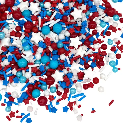 Vista 16 de Gránulos Azúcar de color Gránulos patrióticos Espolvorear rojo, blanco y azul Azúcar de cóctel Espolvorear para cupcakes Gránulos