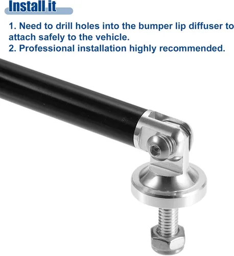 Vista 5 de ACROPIX Universal 3"-4" aleación de aluminio ajustable 2.953 in parachoques delantero difusor de labio barra de acoplamiento barras divisoras barras