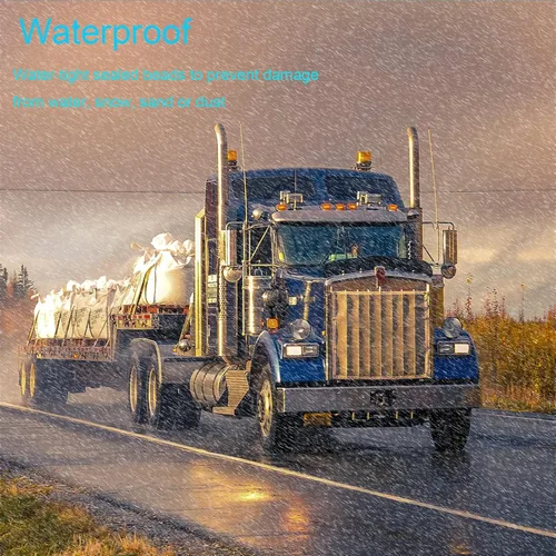 Vista 4 de 2 luces de guardabarros con pedestal de doble cara ámbar/roja con montaje de perno, 52 luces LED cuadradas para semirremolques, Peterbilt Kenworth