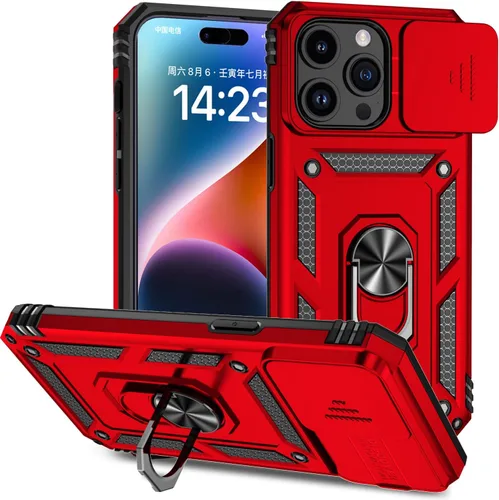 Vista 46 de Hitaoyou Funda para iPhone 14 Pro con funda para cámara y soporte, grado militar, a prueba de golpes, resistente funda protectora para iPhone 14 Pro