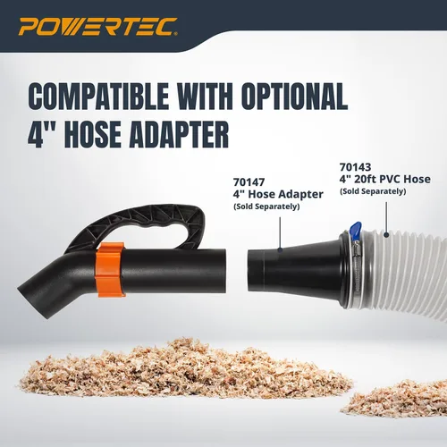 Vista 6 de POWERTEC Kit de barrido de piso de manguera de recolección de polvo de 2-1/2 pulgadas con extensión de tubo transparente de 36 pulgadas, 3 boquillas