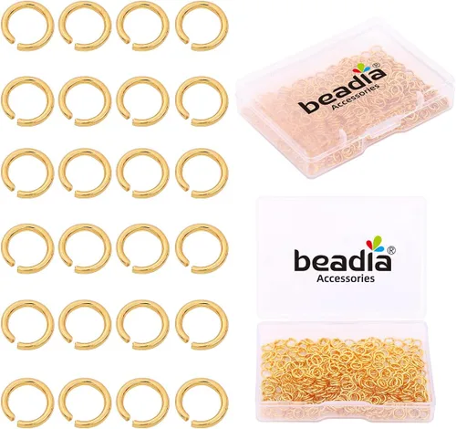 Vista 34 de BEADIA Anillos de salto chapados en oro de 14 quilates sin decoloración de 3 mm, 1200 piezas para hacer joyas