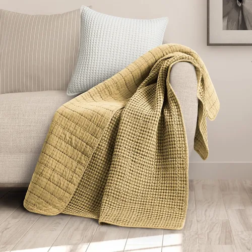 Vista 18 de Levtex Home - Colección Mills Waffle - Manta - Waffle de algodón Adobe - Tamaño de la manta 50 x 60 pulgadas.