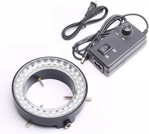 DEVMO Lámpara iluminadora de luz de anillo ajustable de 60 LED para microscopio de zoom estéreo