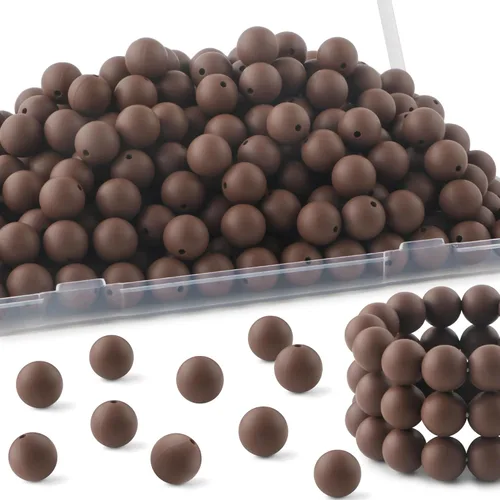 Vista 56 de 160Pcs 12mm de abalorios de silicona para hacer llaveros, pulseras, collares, abalorios redondos de silicona a granel para bolígrafos (negro)