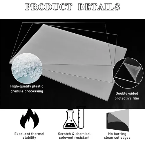Vista 2 de Roowest 1 pieza de 36 x 48 pulgadas, lámina de acrílico transparente de 1/4 pulgada de grosor, lámina de plexiglás plástico cortada a medida, panel
