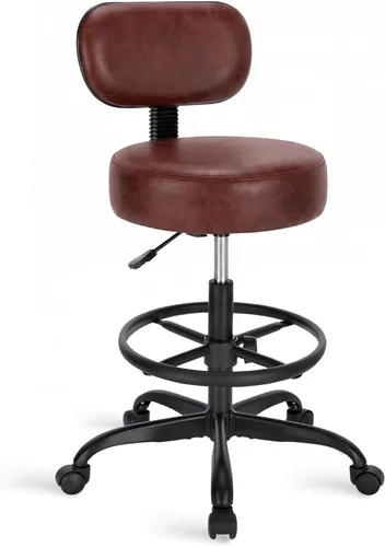 Vista 12 de SUPERJARE Silla de dibujo con respaldo, taburete con reposapiés ajustable, silla de escritorio de oficina multiusos, cojín de asiento grueso