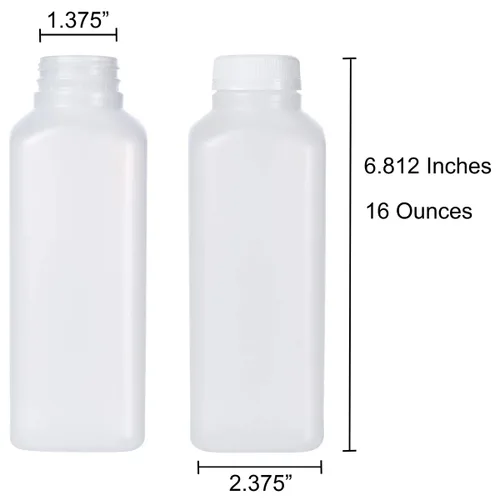 Vista 2 de Botellas de plástico vacías de 16 onzas con tapas a prueba de manipulaciones, paquete de 12 recipientes para bebidas, ideales para jugos caseros