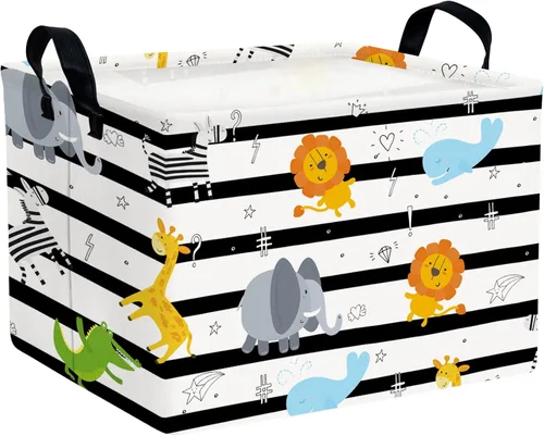 Cesta de almacenamiento para habitación del bebé, juguetes para bebés, para sala de juegos, dormitorio, decoración (selva animal)