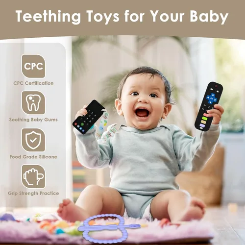 Vista 4 de ZOEDO Juguetes de Dentición para Bebés, Juguetes de Dentición en Forma de Control Remoto, Mordedor de Celular para Bebés, Juguete para Morder
