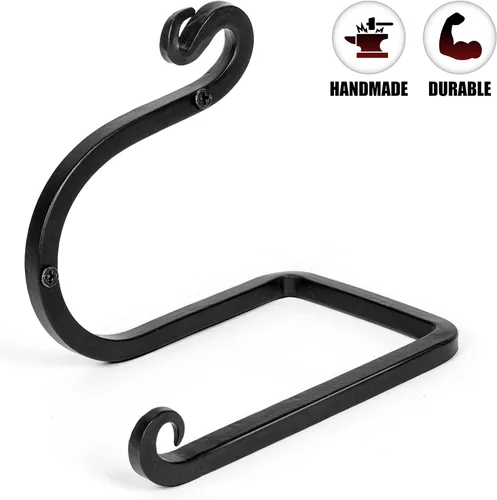 Vista 2 de Blacksmith - Soporte de papel higiénico hecho a mano, soporte rústico de hierro forjado para papel higiénico para baño, soporte para rollo de papel