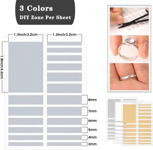 Vista 4 de 70 piezas de ajustador de tamaño de anillo para anillos sueltos con herramienta de medición de tamaño de anillo para ajustador de anillo, anillo