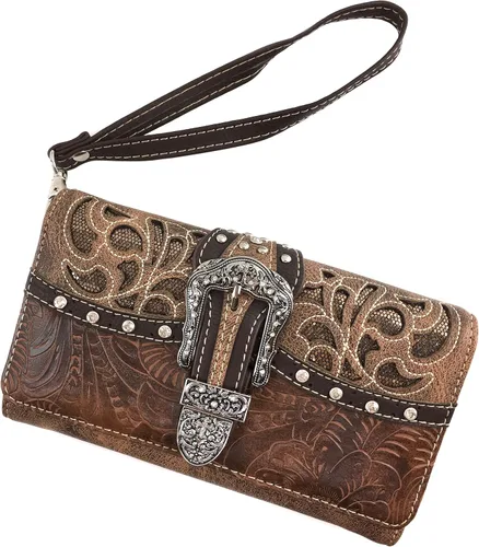 Vista 2 de Justin West Gleaming Laser Cut Rhinestone hebilla tachonado oculta llevar bolso bolso