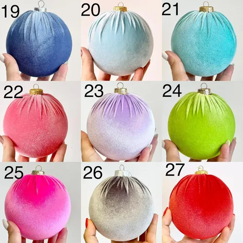 Vista 6 de 8'' Pink Christmas Handmade Velvet Ornaments, Bulk Christmas Balls, Christmas Tree Bulbs, Christmas Decorations, Christmas Gift Idea, Large