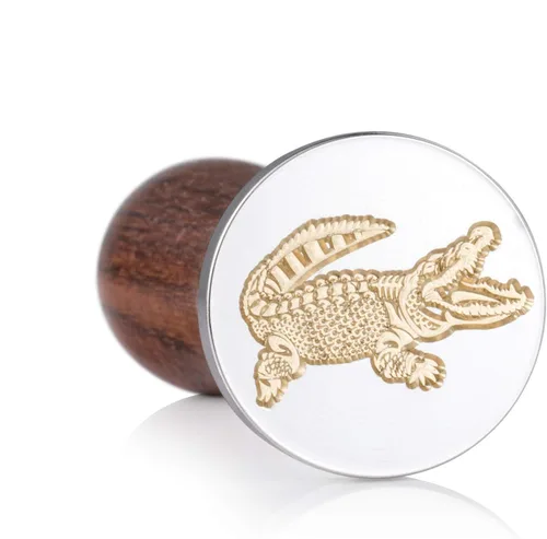 Vista 2 de Mceal Sello de cera, cabeza de latón plateado con mango de palisandro, 1.2 pulgadas de diámetro, cocodrilo