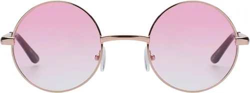 Vista 9 de OWL Gafas de sol redondas con marco de metal, círculo, retro, hippie, protección UV400 Lente verde-transparente de 2 tonos / dorado