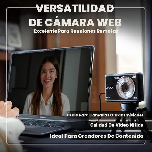 Vista 8 de Minolta MND23 4K Selfie Cámara Digital - Negro