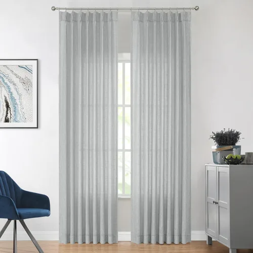 Vista 82 de Vision Home - Cortinas plisadas y semitraslúcidas con ganchos, mezcla de lino texturizado, filtran la luz, para sala, dormitorio, 2 paneles, 40 x 63