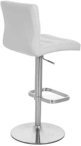 Vista 130 de Zuri Muebles Taburete de bar moderno de altura ajustable gris exuberante con base plana redonda cepillada