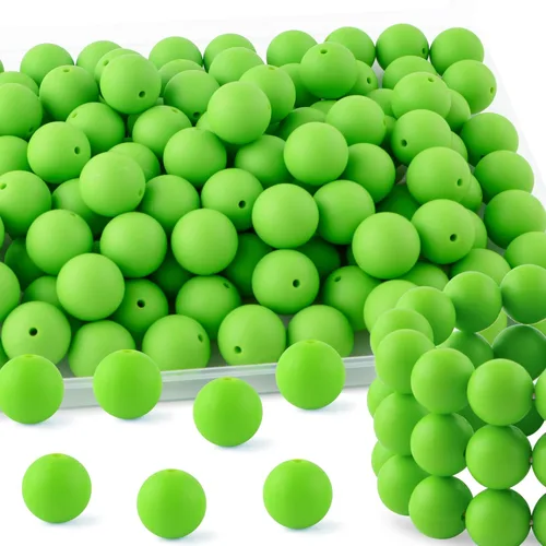 Vista 99 de 160Pcs 12mm de abalorios de silicona para hacer llaveros, pulseras, collares, abalorios redondos de silicona a granel para bolígrafos (negro)