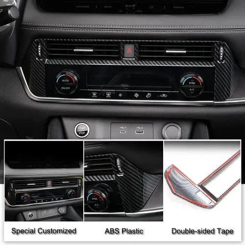 Vista 3 de XITER Marco de Cubierta de Ventilación de Aire de Consola Estilo Fibra de Carbono ABS Panel de Control Central Cubierta de Moldura de Ventilación