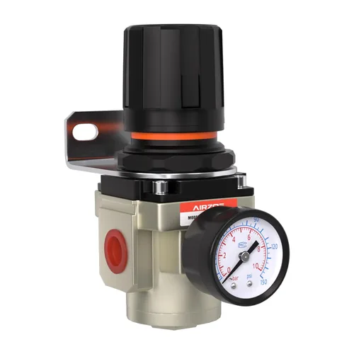 Vista 10 de AIRZOE 1" NPT Regulador de presión de aire, sistema de aire comprimido, mini regulador de aire AR5000-10, manómetro 0-150 PSI
