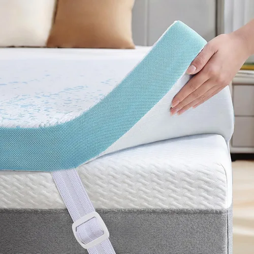 Vista 11 de OhGeni Cubrecolchón de doble capa de 4 pulgadas, espuma viscoelástica de gel y almohadilla superior suave de 2 pulgadas, funda de colchón, sueño