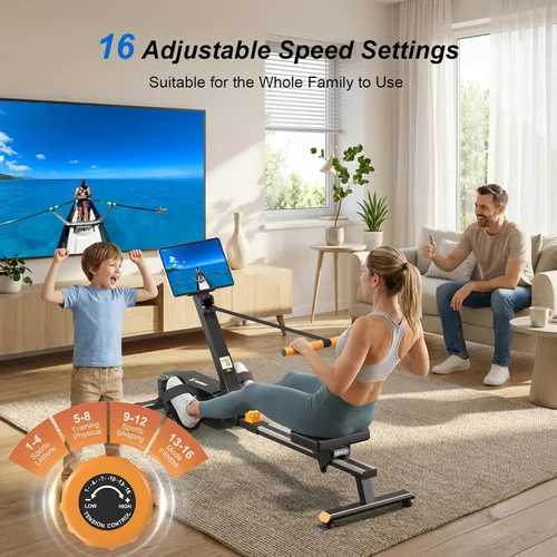 Vista 6 de 2026update Magnetic Rowing Machines for Home,Rower Machine with 16 Levels,Powerful Silent Magnetic Resistance,350lbs Weight Capacity,LCD