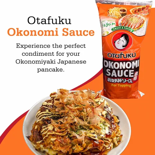 Vista 4 de Otafuku Salsa Okonomi, cobertura japonesa vegana para panqueques Okonomiyaki (10.6 onzas)