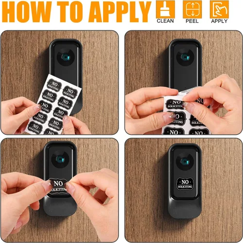 Vista 5 de Letrero de No Soliciting para casa, 10 piezas resistentes a la intemperie, pequeño letrero de no solicitud para timbre de puerta, adhesivo