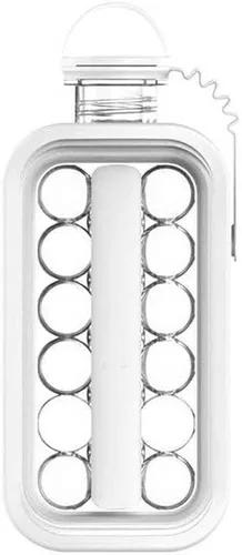 Vista 3 de Uncork & Uncap Bandeja para cubitos de hielo y botella de agua 2 en 1 Ball Maker (blanco)