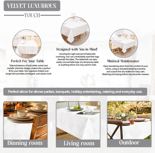 Vista 4 de Majestic Giftware TC1407 - Manteles de terciopelo para mesas rectangulares (60/90) - TC1407 - Mantel rectangular decorativo lavable para cocina