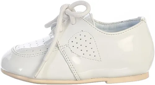 Vista 2 de Lito Zapatos de vestir con diseño de agujeros con cordones blancos para bebés y niños pequeños 6, Blanco