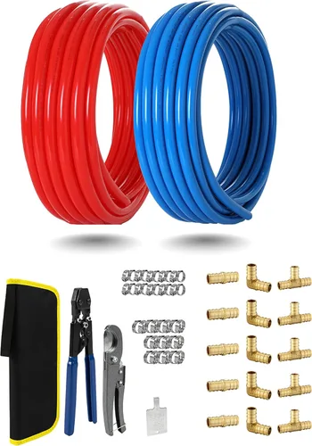 Vista 8 de EFIELD 2 rollos de tubo Pex-b de 1/2 pulgada x 75 pies, azul y rojo de 150 pies de longitud, certificado NSF para agua potable, caliente/fría