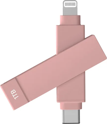 Vista 7 de iXflash - Memoria flash para iPhone de 128 GB, certificado Apple MFi, Lightning y USB C, color negro, 2 en 1 para teléfono, iPad y computadora