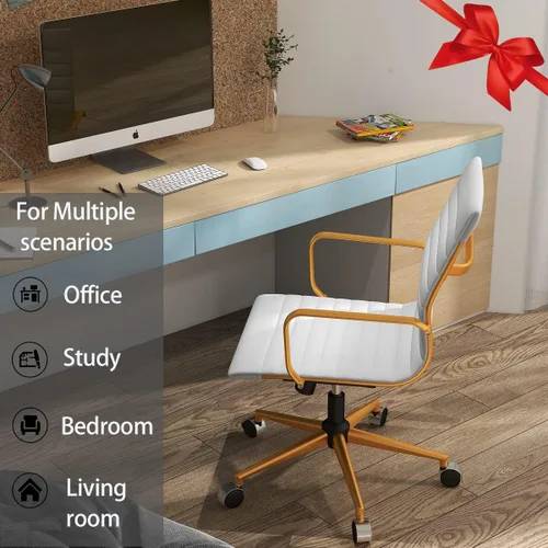 Vista 2 de COROCC - Silla de escritorio de oficina moderna para sala de conferencias, sillas de trabajo de cuero giratorio para computadora, silla giratoria