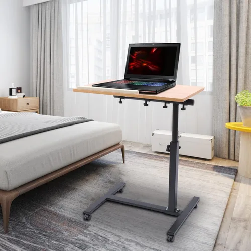 Vista 2 de Mesa móvil para laptop, mesa de noche ajustable para colocar sobre la cama, escritorio de pie para computadora portátil, mesa inclinable sobre