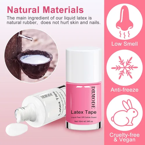 Vista 5 de DRMODE Látex líquido para uñas, cinta de látex para uñas, barrera de esmalte de uñas de secado rápido, protector de cutículas para dedos, estampado