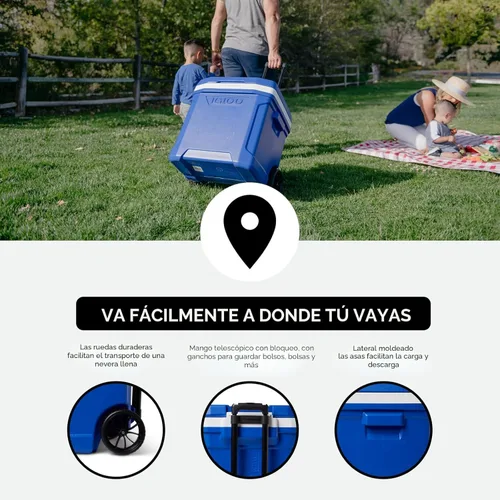 Vista 5 de Igloo Enfriadores duros Serie Profile II Baúles de hielo aislados Enfriador de rodillos con ruedas