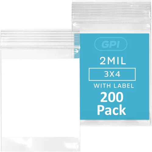 Vista 43 de GPI Paquete de 100 bolsas de plástico transparente de 1.5 x 2 pulgadas con cierre de cremallera, bolsas de polietileno resistentes y duraderas de 2