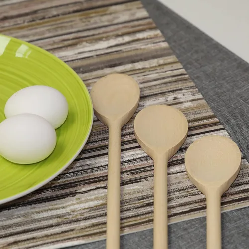 Vista 7 de 12 cucharas de madera de 12 pulgadas de largo, mango largo de madera para mezclar, cucharas ovaladas para hornear, cocinar, degustar, agitar