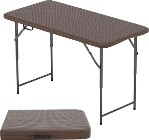 Vista 15 de BestOffice Mesa de picnic plegable de 4 pies, mesa de plástico plegable para eventos de fiesta, color negro